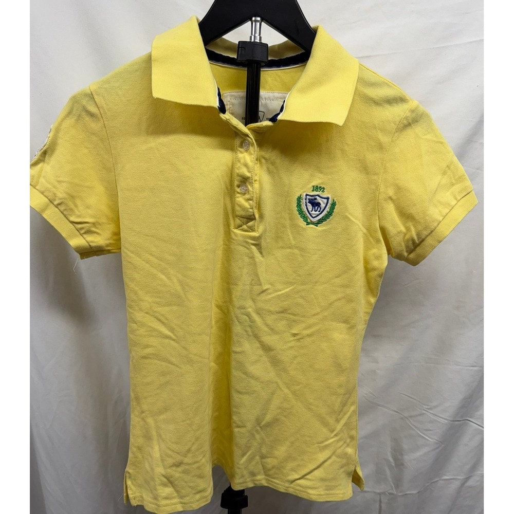 Abercrombie & Fitch Y2K Women's Yellow Vintage Short Sleeve Classic Patch Polo L